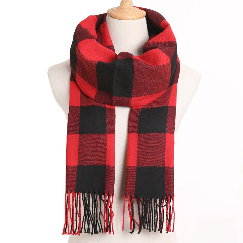 [VIANOSI] Plaid Winter Scarf Women Luxury Warm Foulard Solid Scarves Fashion Casual Scarfs Cashmere Bufandas Hombre