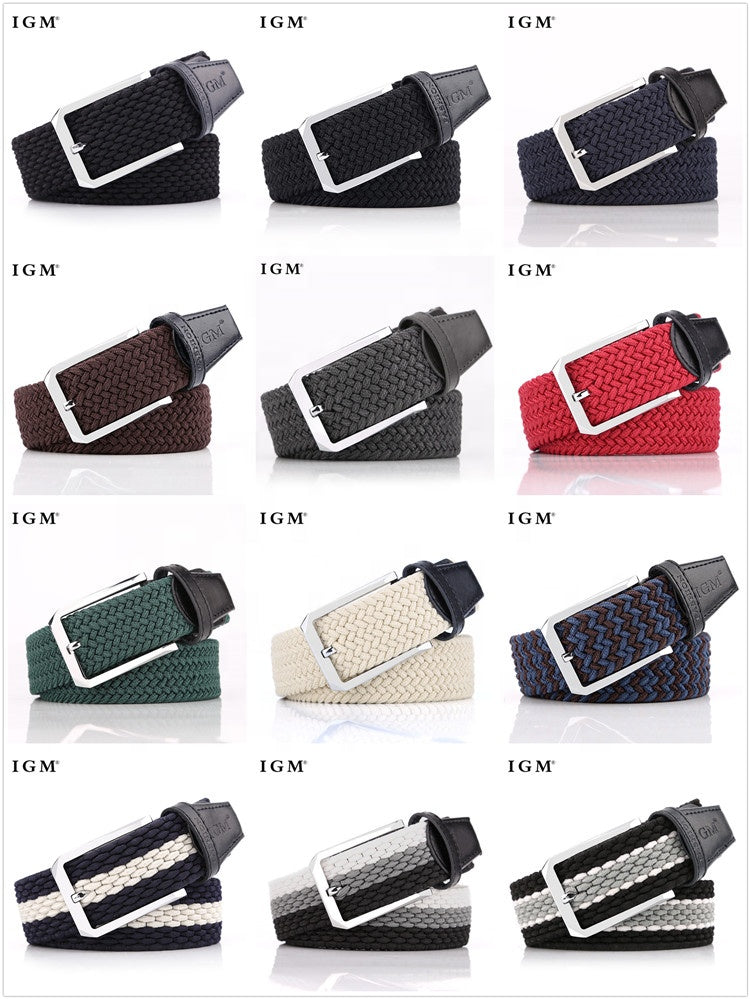 35mm Stretch Belt Braided Elastic Woven Belt Mens Belts for Jeans