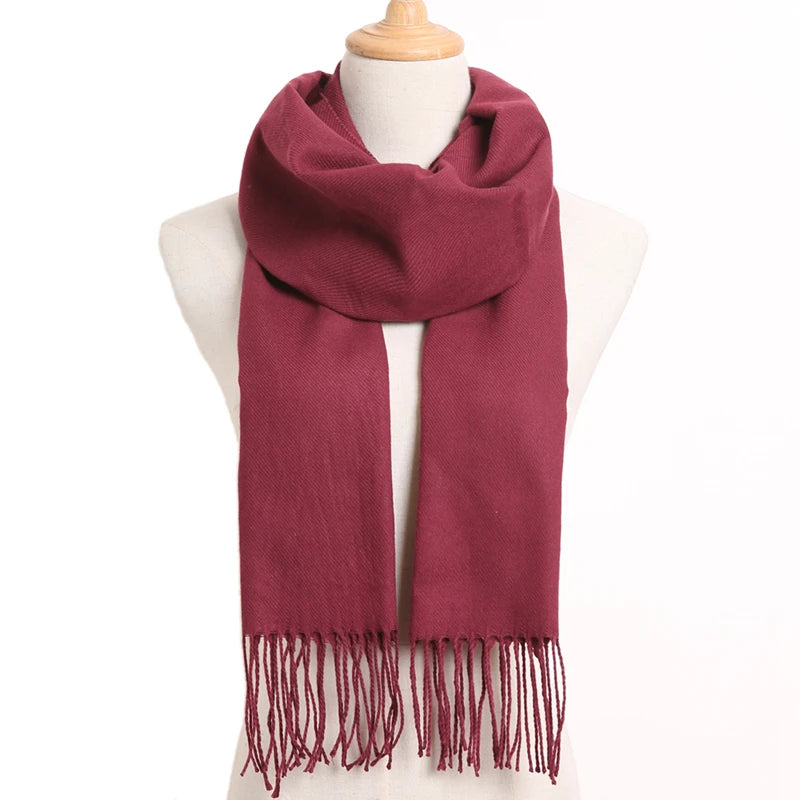 [VIANOSI] Plaid Winter Scarf Women Luxury Warm Foulard Solid Scarves Fashion Casual Scarfs Cashmere Bufandas Hombre