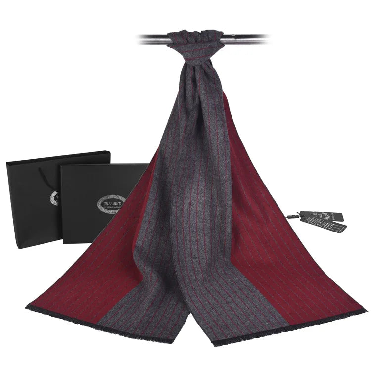 New Fashion Design Casual Scarves Winter Men's Cashmere Scarf Luxury Brand High Quality Warm Neck Striped Business Modal Scarves