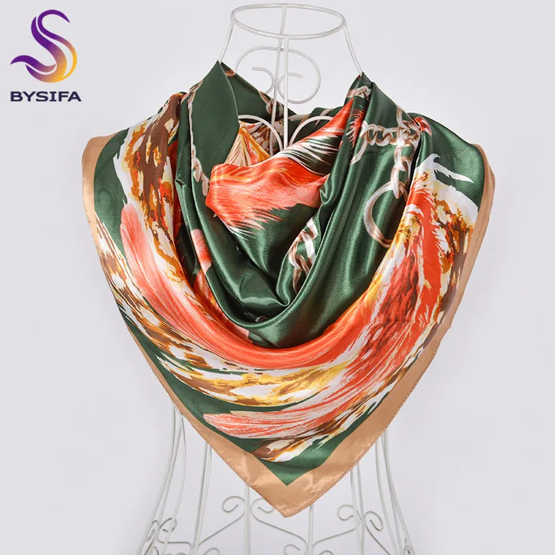 [BYSIFA] Hijab Scarf New Black Women Silk Square Scarf Shawl Luxury Brand Winter Scarves Kerchief Spring Female Fall Head Scarfs