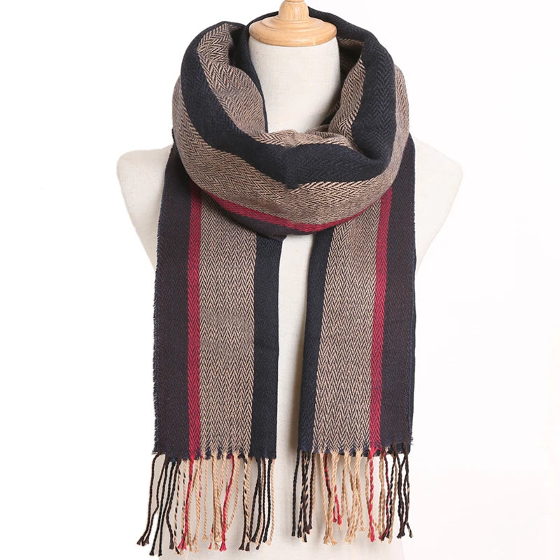 [VIANOSI] Plaid Winter Scarf Women Luxury Warm Foulard Solid Scarves Fashion Casual Scarfs Cashmere Bufandas Hombre