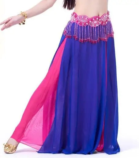 Belly Dance Costume Skirt Performance Belly Dance 2-Side Slits Skirt Sexy Women Oriental Belly Dance Skirt Professional