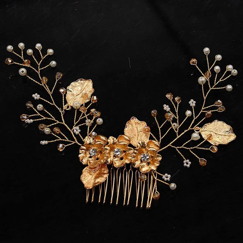 Bridal Hair Accessories Crystal Peals Hair Combs Wedding Hair Clips Accessories Jewelry Handmade Women Hair Ornaments Headpieces