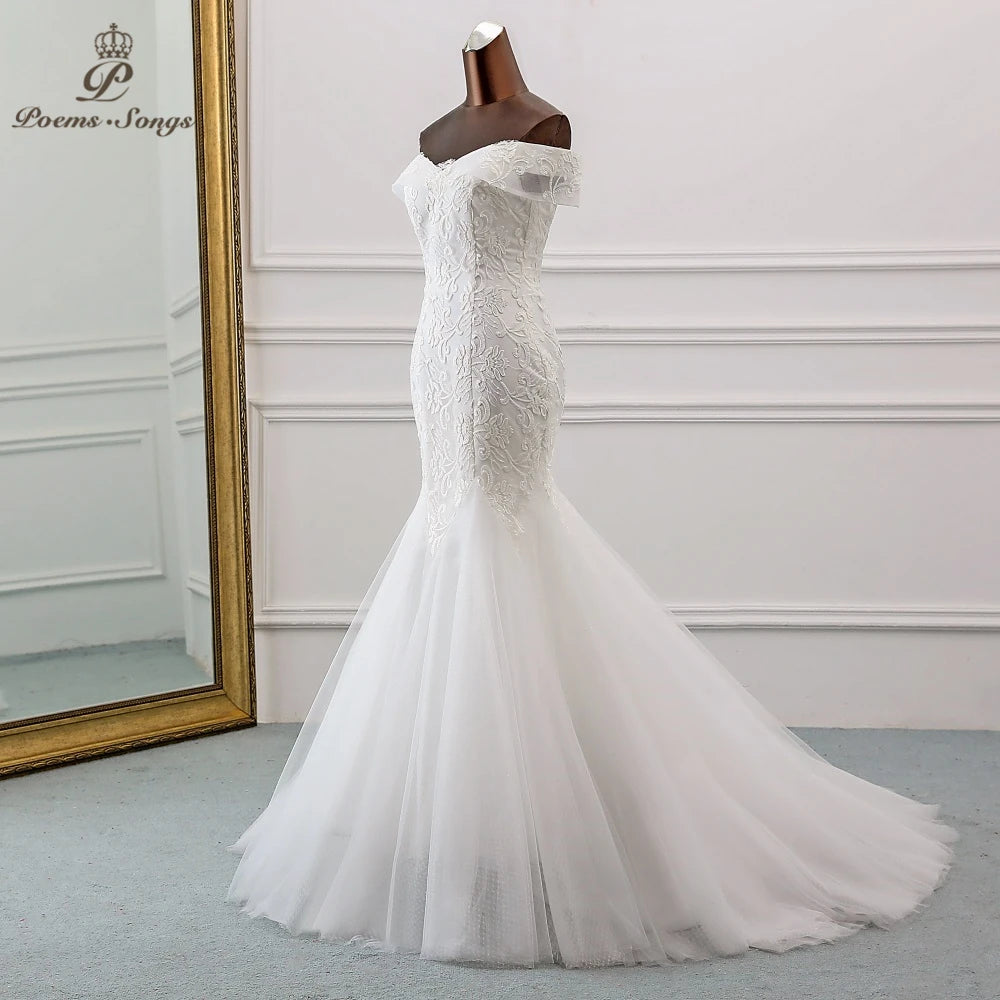 New Style Boat Neck Beautiful Sequined Wedding Dress Customized Vestido De Noiva Mermaid Wedding Dresses Robe De Mariee - My Store