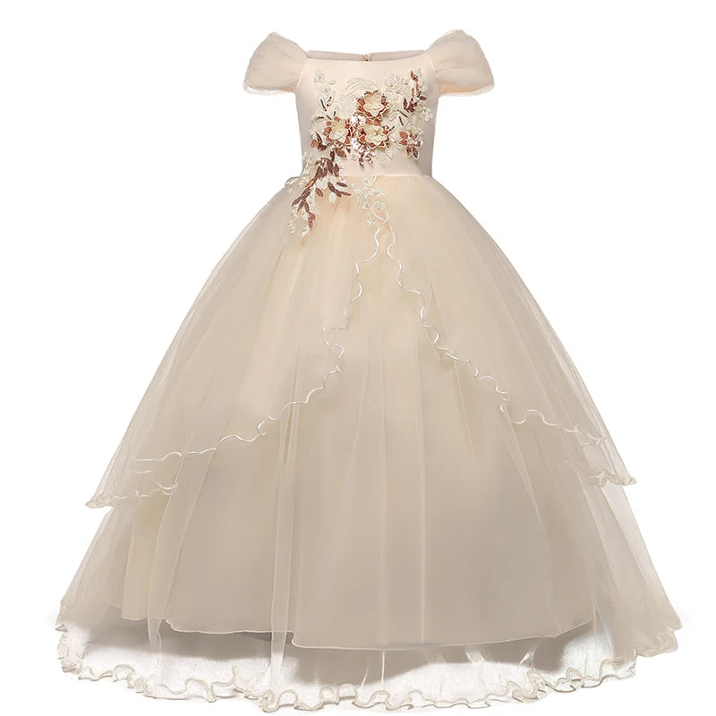 Summer Kids Dresses for Girls Wedding Dress Elegant Toddler Girls Princess Dress Children Evening Party Dresses Vestido Infantil