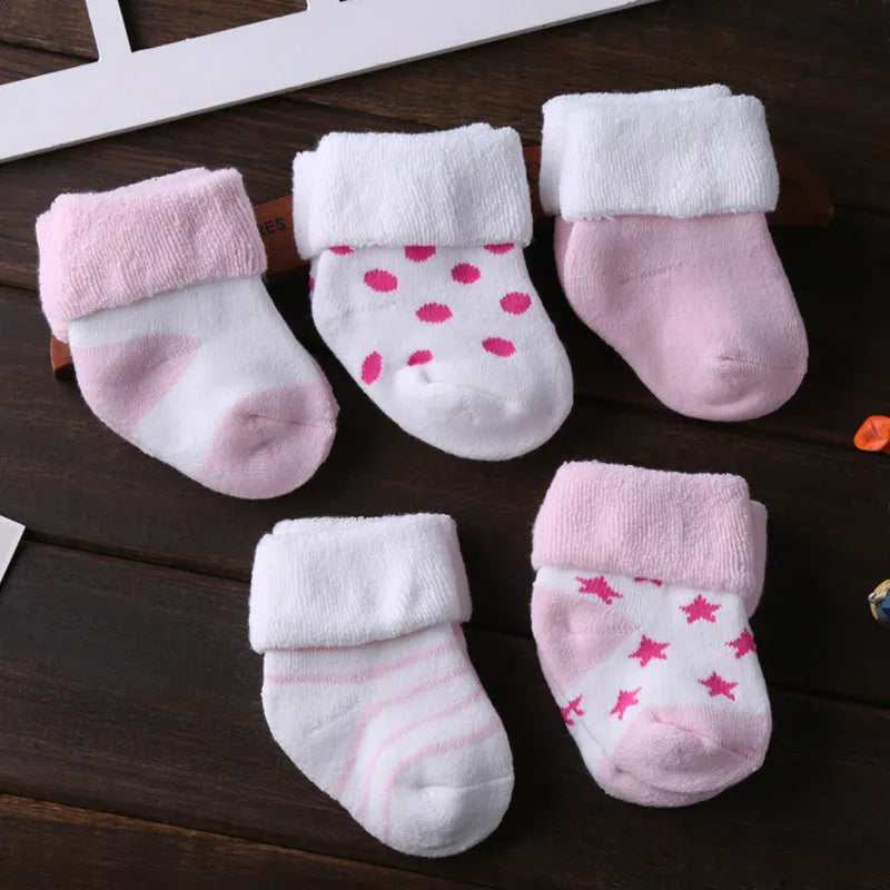 5PCS Newborn Baby Socks Unisex Wool Cotton Baby Girl Boy Socks 0-12 Months Baby Accessories