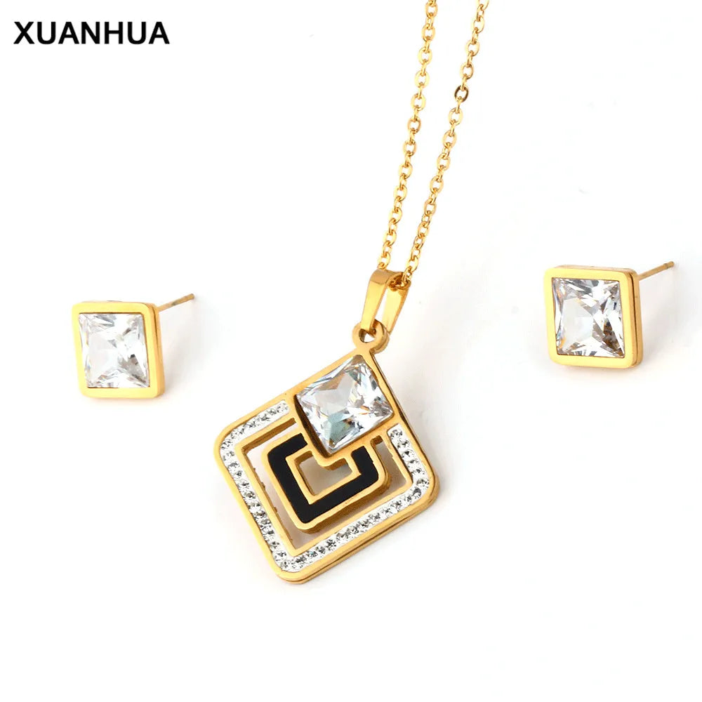 XUANHUA Stainless Steel Fashion Wedding Women Jewelry Sets Bridal Jewelry Sets Store Jewellery Indian Accessories for Women