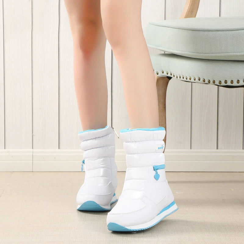 Women Winter Boots Lady Warm Shoes Women's Snow Boot Inside Mixed Natural Wool Solid Color White Winter Boots