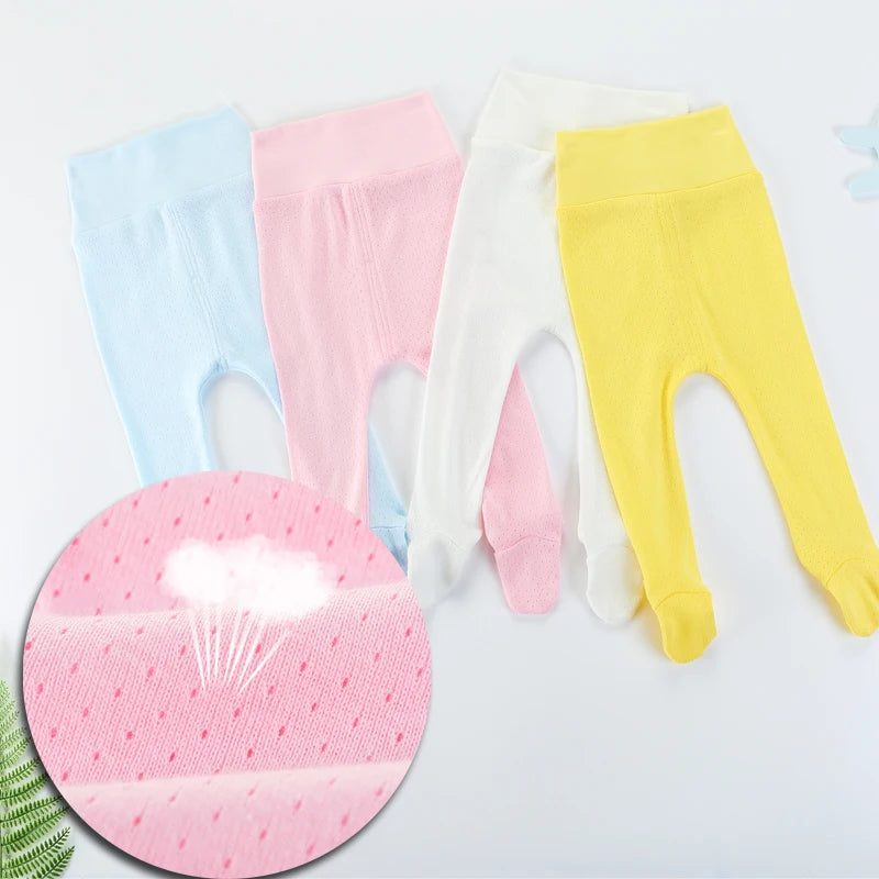 Baby Pants Cotton Infant Leggings Baby Boy Girl Footies Pants Baby Clothing Summer Kids Clothes High Waistband Baby Trousers