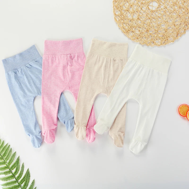 Baby Pants Cotton Infant Leggings Baby Boy Girl Footies Pants Baby Clothing Summer Kids Clothes High Waistband Baby Trousers