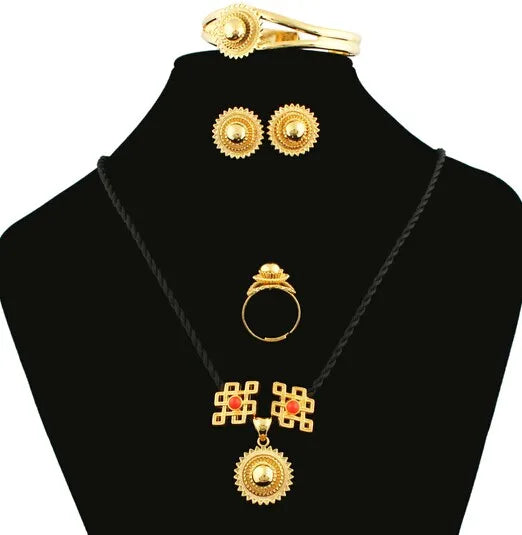 Newest DIY Ethiopian Habesha Jewelry Gold Color Jewelry Bridal Temperament Jewelry Wedding Jewelry Sets for Women