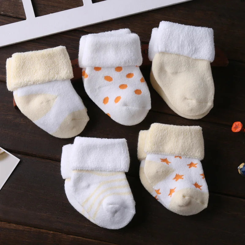 5PCS Newborn Baby Socks Unisex Wool Cotton Baby Girl Boy Socks 0-12 Months Baby Accessories