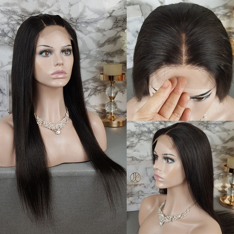 Density 150% Natural Black Silky Straight Virgin Hair Lace Closure Wig 4*4 Cuticle Aligned Human Hair Closure Wig - My Store
