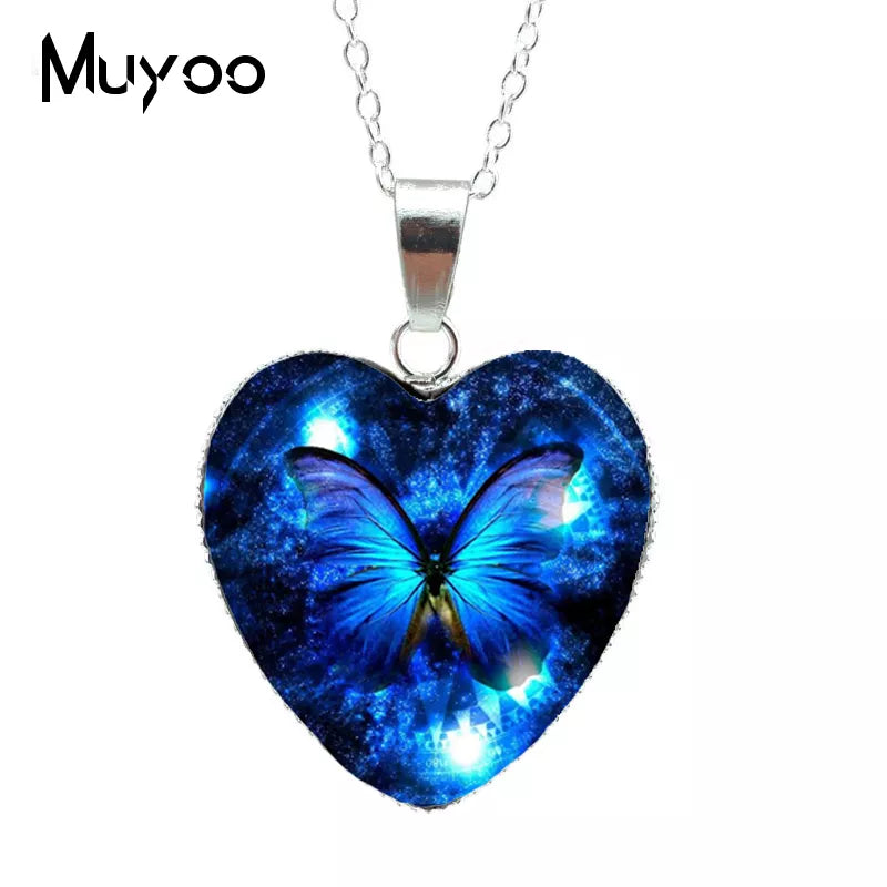 2022 Hot Purple Magic Butterfly Heart Jewelry Necklace Beautiful and Mysterious Butterfly Pendant Heart Necklace Jewerly HZ3