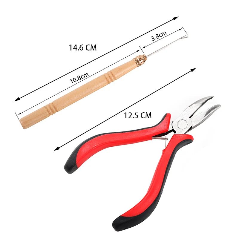 Wholesale High-Grade Bend Hair Extensions Pliers Hook Tool Kit  Micro Ring Hair Extension Pliers & Pulling Hook Tool