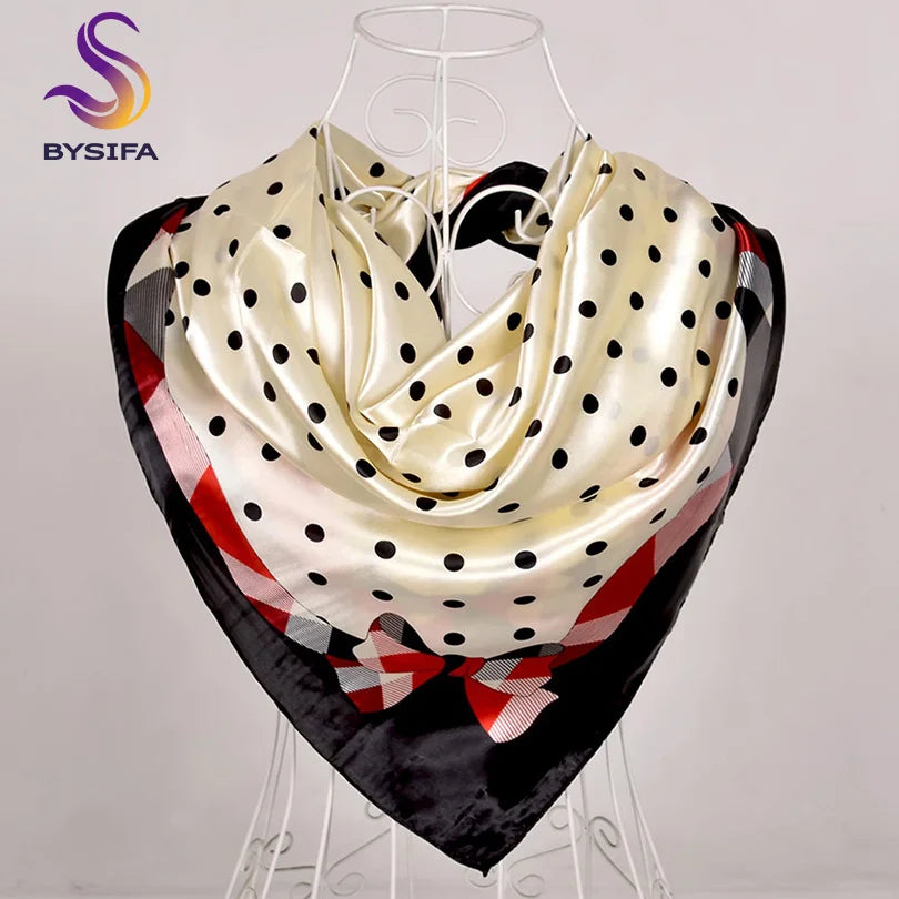 [BYSIFA] Hijab Scarf New Black Women Silk Square Scarf Shawl Luxury Brand Winter Scarves Kerchief Spring Female Fall Head Scarfs