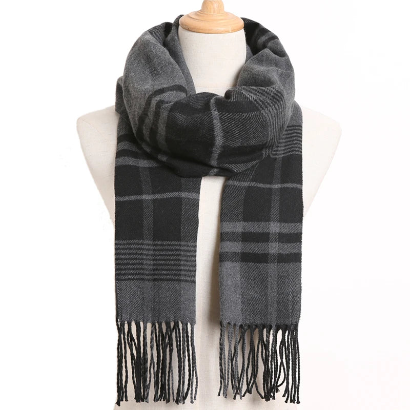 [VIANOSI] Luxury Design Men Scarf Foulard Plaid Scarves Poncho Casual Winter Scarfs Male Bufandas Hombre