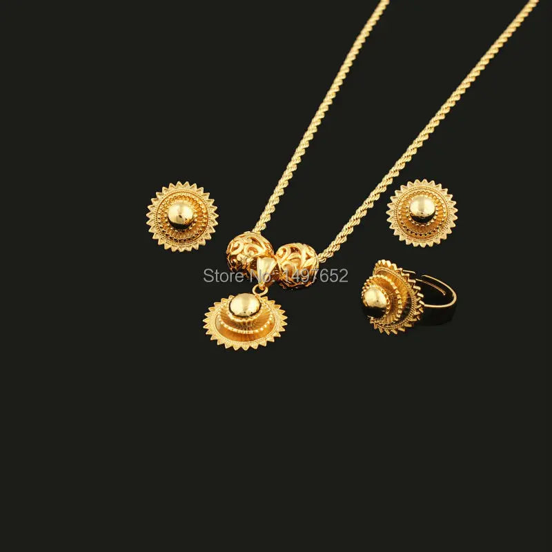 Newest DIY Ethiopian Habesha Jewelry Gold Color Jewelry Bridal Temperament Jewelry Wedding Jewelry Sets for Women