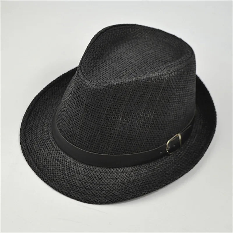 Retro Straw Fedoras Top Jazz Plaid Hat Spring Summer Bowler Hats Cap Classic Version Hats Casual Beach Hat for Men Women