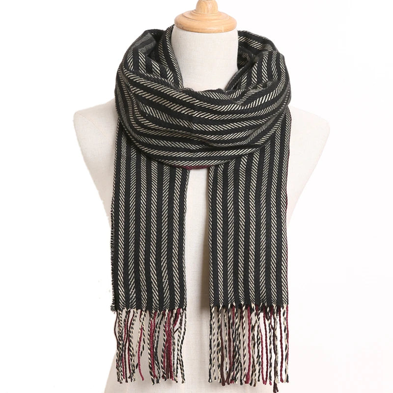 [VIANOSI] Plaid Winter Scarf Women Luxury Warm Foulard Solid Scarves Fashion Casual Scarfs Cashmere Bufandas Hombre