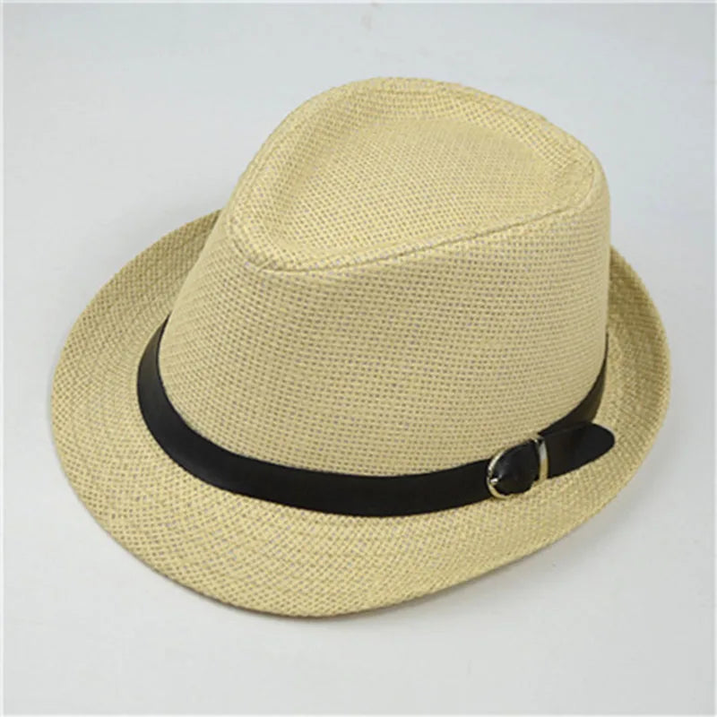 Retro Straw Fedoras Top Jazz Plaid Hat Spring Summer Bowler Hats Cap Classic Version Hats Casual Beach Hat for Men Women