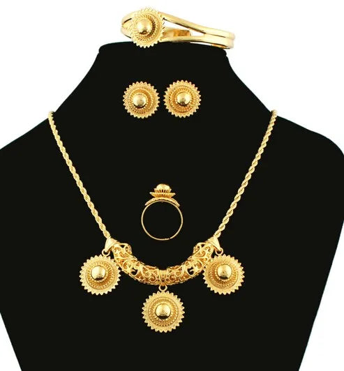Newest DIY Ethiopian Habesha Jewelry Gold Color Jewelry Bridal Temperament Jewelry Wedding Jewelry Sets for Women