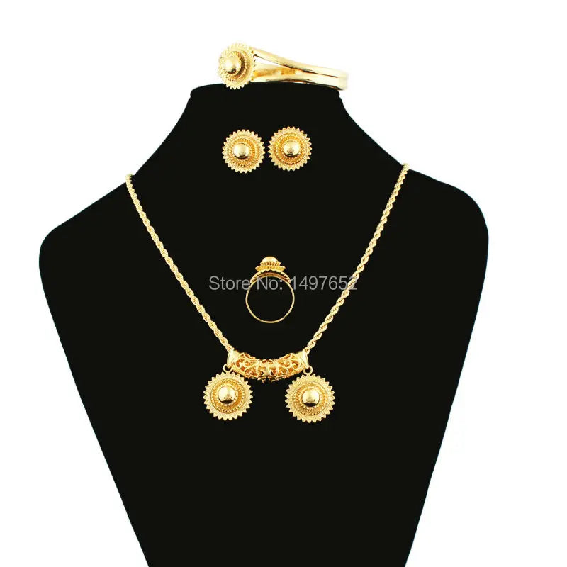 Newest DIY Ethiopian Habesha Jewelry Gold Color Jewelry Bridal Temperament Jewelry Wedding Jewelry Sets for Women