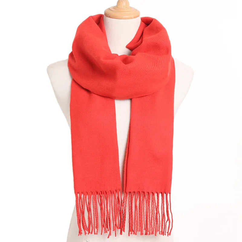 [VIANOSI] Plaid Winter Scarf Women Luxury Warm Foulard Solid Scarves Fashion Casual Scarfs Cashmere Bufandas Hombre