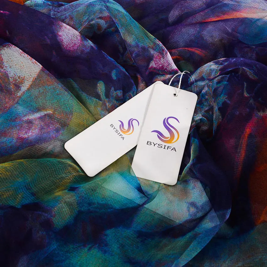 [BYSIFA] Ladies Silk Scarf Shawl New Long Scarves Fashion Brand Scarves Elegant Purple Blue Neck Scarf Beach Shawl Cover-Ups