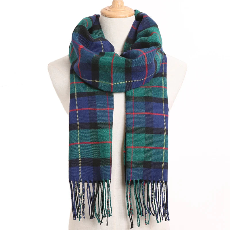 [VIANOSI] Plaid Winter Scarf Women Luxury Warm Foulard Solid Scarves Fashion Casual Scarfs Cashmere Bufandas Hombre