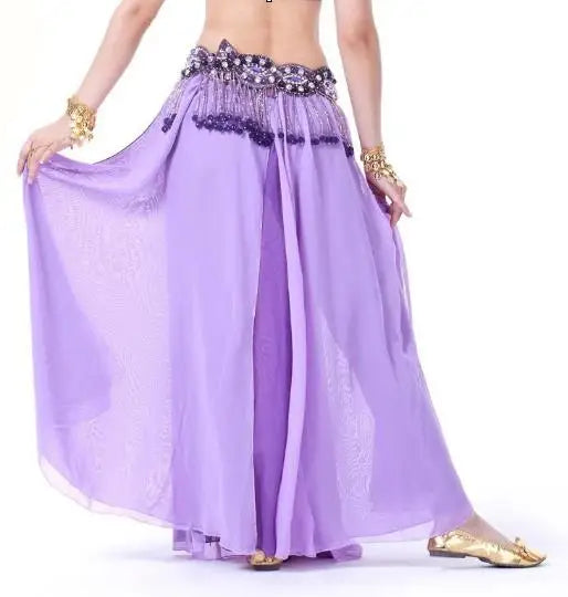 Belly Dance Costume Skirt Performance Belly Dance 2-Side Slits Skirt Sexy Women Oriental Belly Dance Skirt Professional