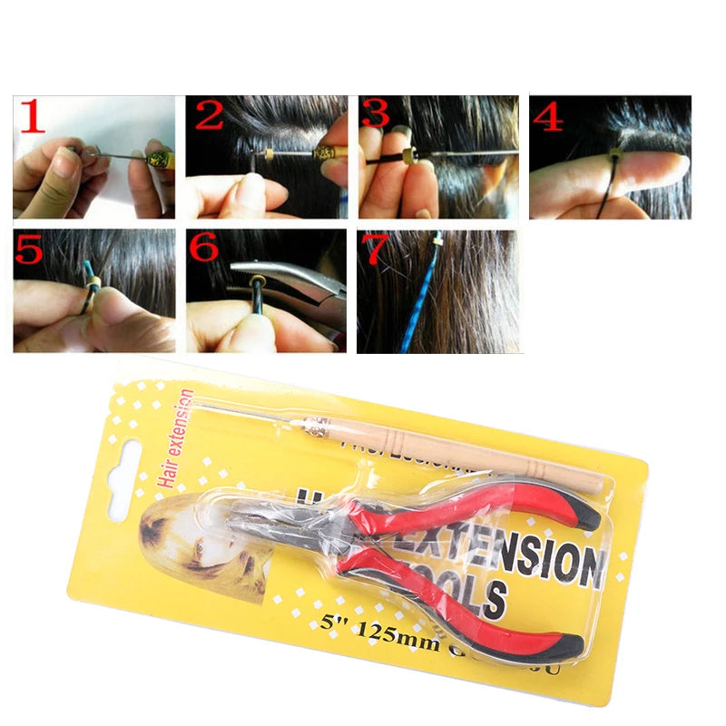 Wholesale High-Grade Bend Hair Extensions Pliers Hook Tool Kit  Micro Ring Hair Extension Pliers & Pulling Hook Tool