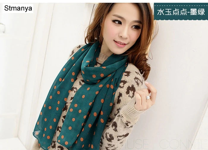 Women Chiffon Scarf 150*45cm Thin Style Scarfs Print Cat Star Leopard Shawls and Scarves Best Party Gift 22009