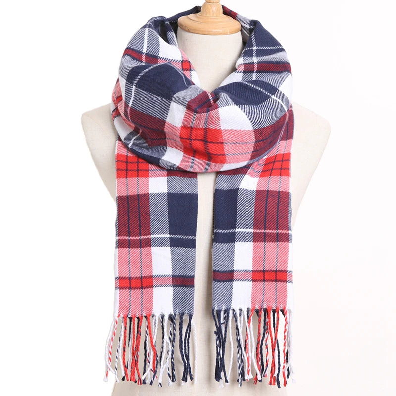 [VIANOSI] Plaid Winter Scarf Women Luxury Warm Foulard Solid Scarves Fashion Casual Scarfs Cashmere Bufandas Hombre