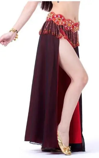 Belly Dance Costume Skirt Performance Belly Dance 2-Side Slits Skirt Sexy Women Oriental Belly Dance Skirt Professional