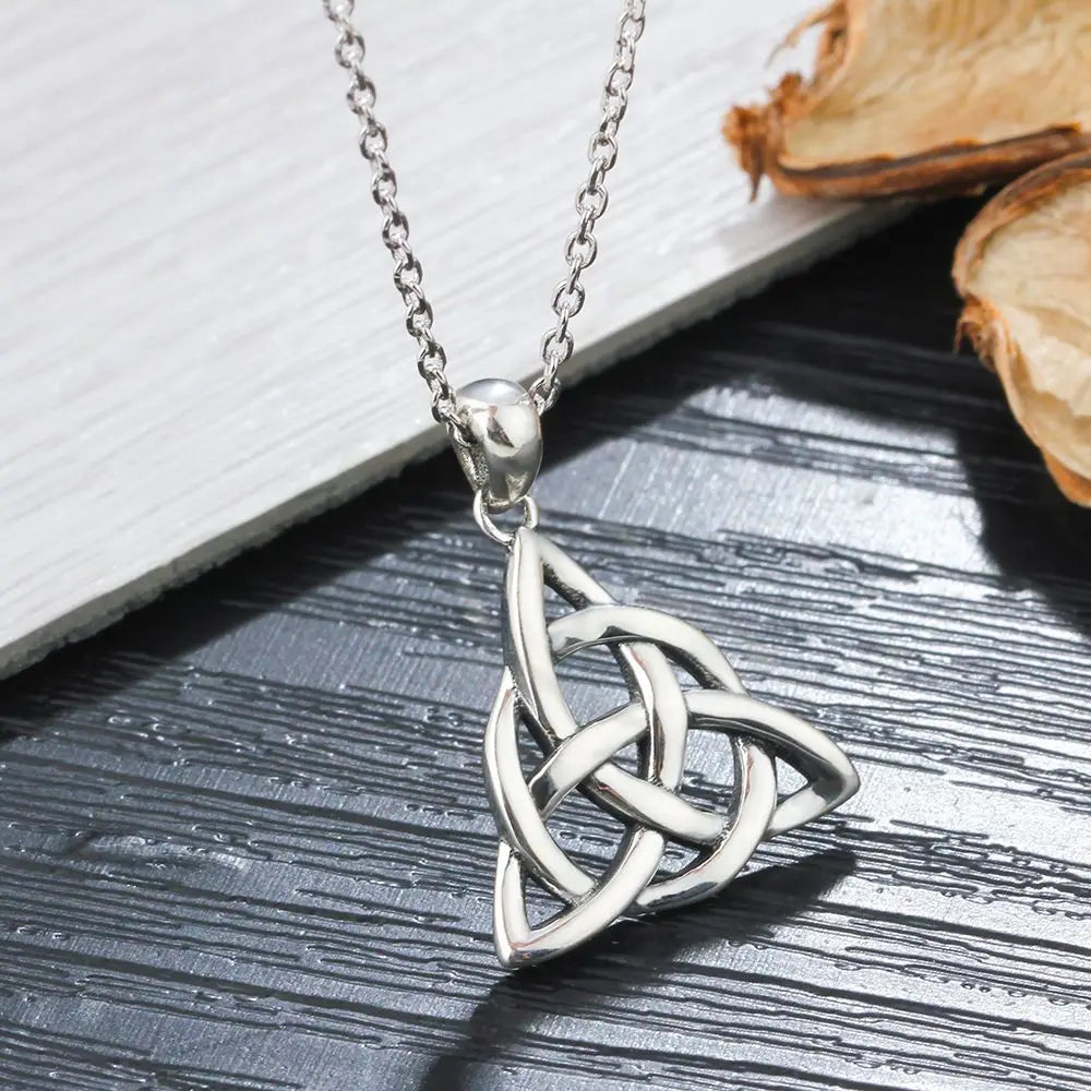 JewelOra Vintage Jewelry Triquetra Knot Pendant Necklace Silver Color Necklaces & Pendants for Women