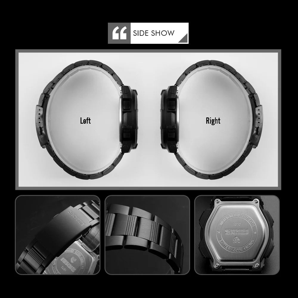 SKMEI 1370 Men Watch Fashion Quartz Sports Watches Stainless Steel Strap Men Watches Top Luxury Business Waterproof Wrist Watch