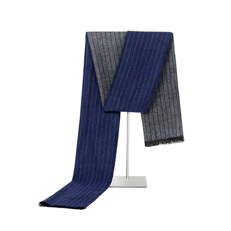 New Fashion Design Casual Scarves Winter Men's Cashmere Scarf Luxury Brand High Quality Warm Neck Striped Business Modal Scarves