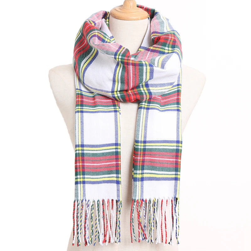 [VIANOSI] Plaid Winter Scarf Women Luxury Warm Foulard Solid Scarves Fashion Casual Scarfs Cashmere Bufandas Hombre