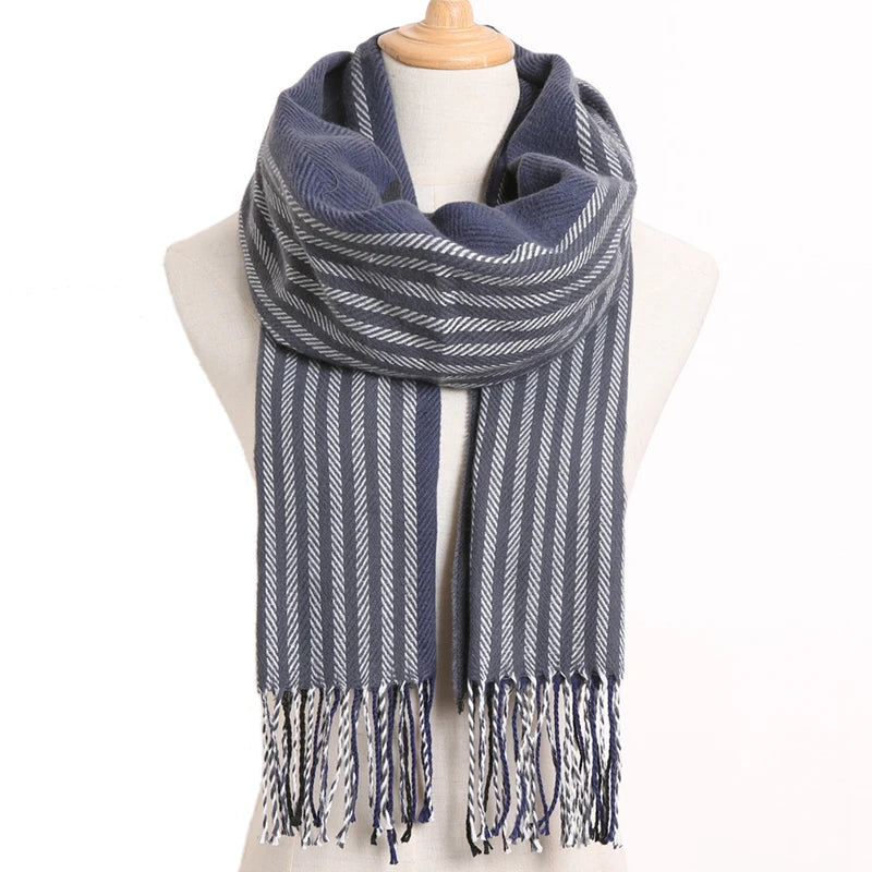 [VIANOSI] Plaid Winter Scarf Women Luxury Warm Foulard Solid Scarves Fashion Casual Scarfs Cashmere Bufandas Hombre