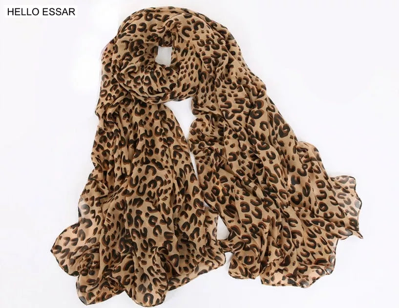 Women Chiffon Scarf 150*45cm Thin Style Scarfs Print Cat Star Leopard Shawls and Scarves Best Party Gift 22009