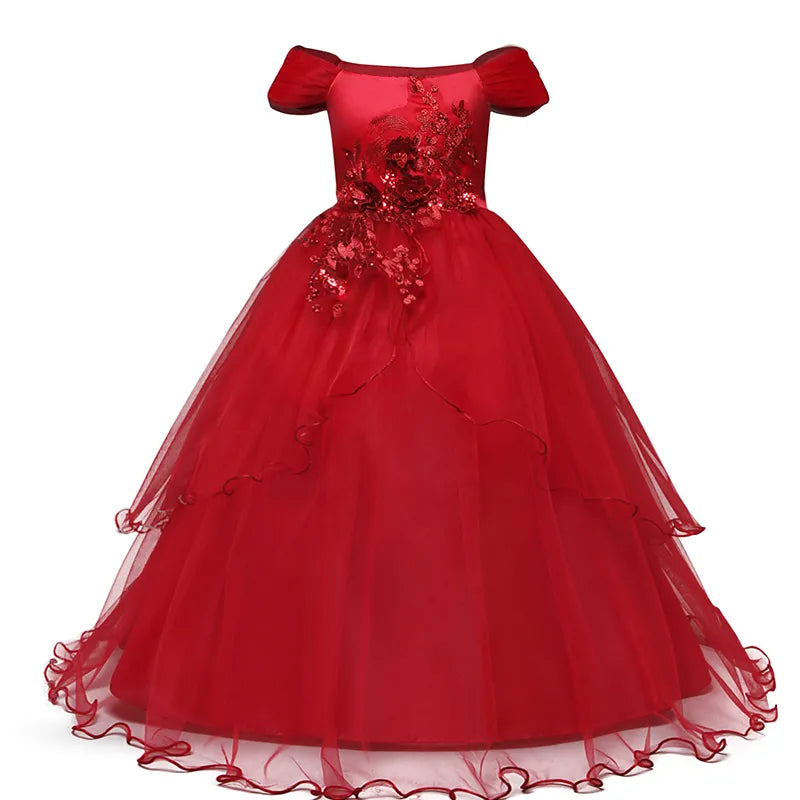 Summer Kids Dresses for Girls Wedding Dress Elegant Toddler Girls Princess Dress Children Evening Party Dresses Vestido Infantil