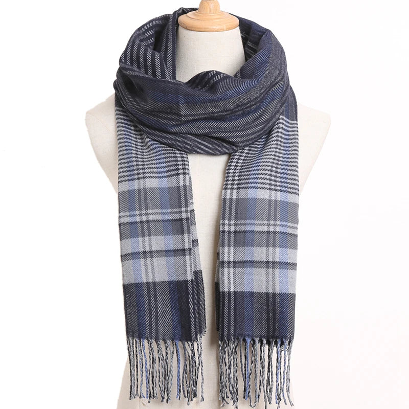[VIANOSI] Plaid Winter Scarf Women Luxury Warm Foulard Solid Scarves Fashion Casual Scarfs Cashmere Bufandas Hombre