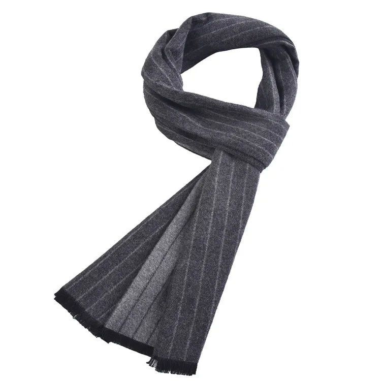 New Fashion Design Casual Scarves Winter Men's Cashmere Scarf Luxury Brand High Quality Warm Neck Striped Business Modal Scarves