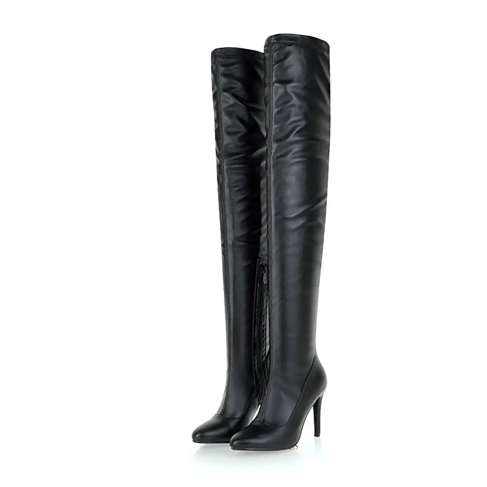 DoraTasia Plus Size 33-48 Brand Thin High Heels Winter Boot Over the Knee Boots Party Shoes Woman Boots Female