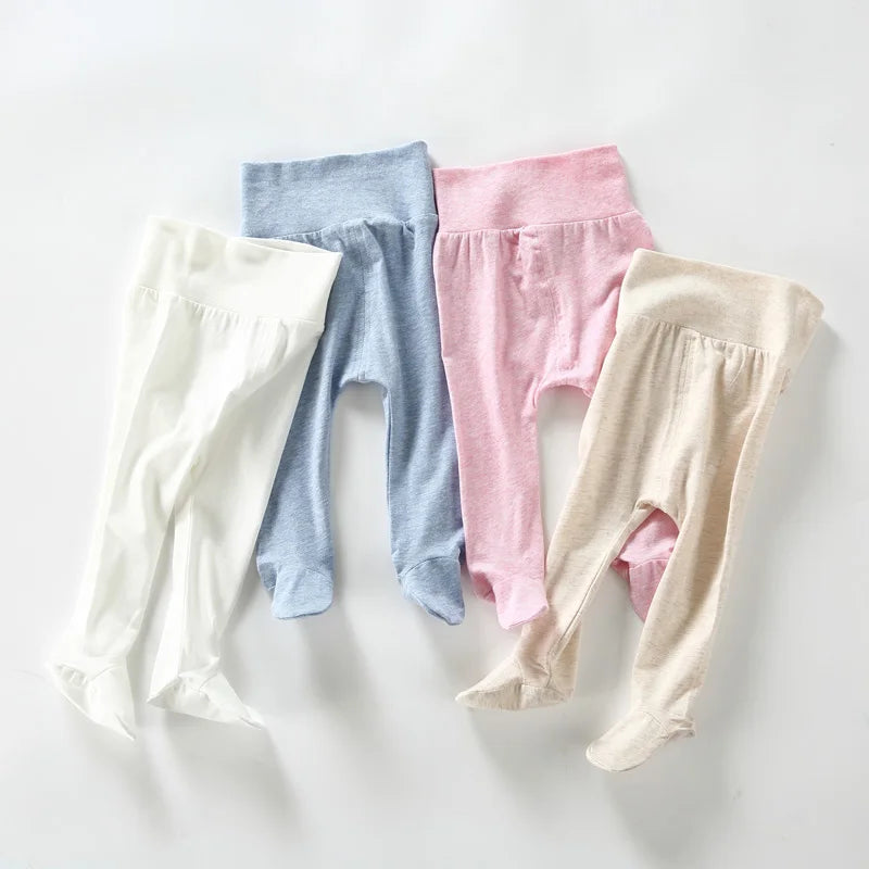 Baby Pants Cotton Infant Leggings Baby Boy Girl Footies Pants Baby Clothing Summer Kids Clothes High Waistband Baby Trousers