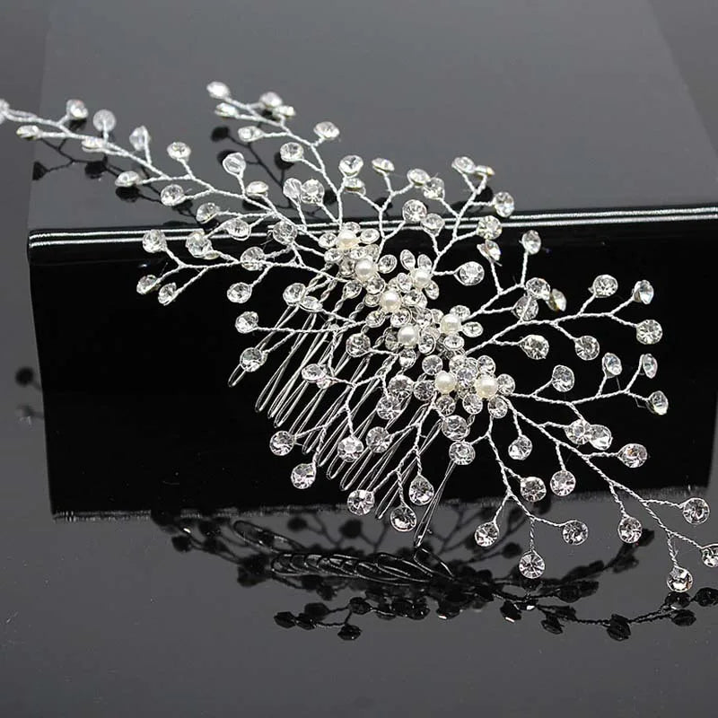 Bridal Hair Accessories Crystal Peals Hair Combs Wedding Hair Clips Accessories Jewelry Handmade Women Hair Ornaments Headpieces