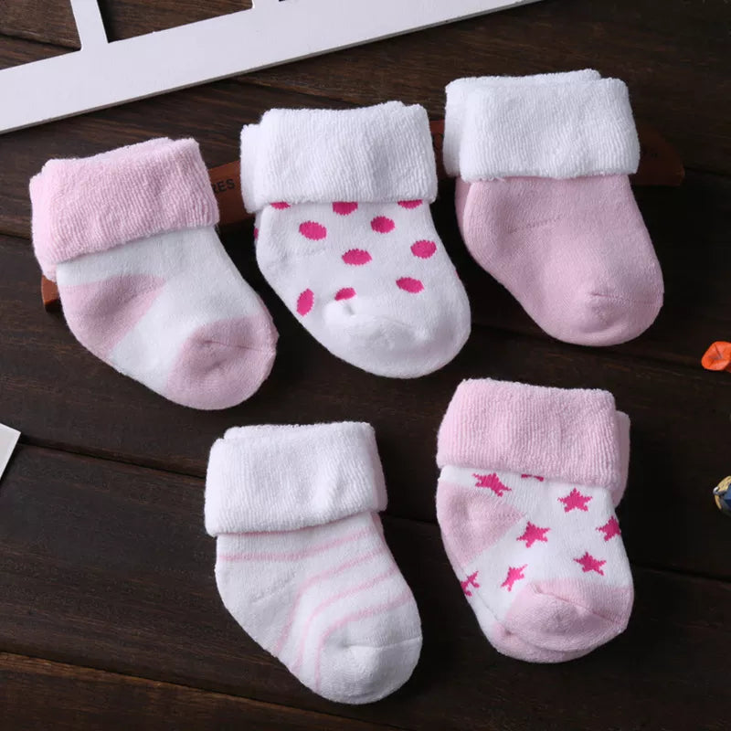 5PCS Newborn Baby Socks Unisex Wool Cotton Baby Girl Boy Socks 0-12 Months Baby Accessories
