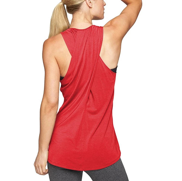 Hot Womens Cross Back Casual Sleeveless T-Shirt Yoga Activewear Workout Plain Vest Sports Tank Top